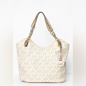 Michael Kors Vanilla Lilly Monogram MK Logo Shoulder Bag